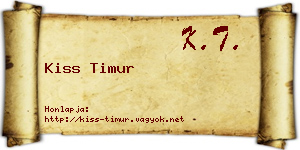 Kiss Timur névjegykártya